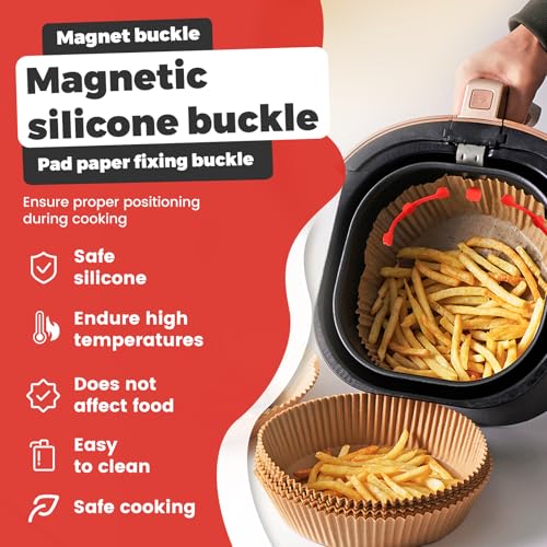 4 Unidades de Cierre Magnético para Freidora, Hecho de Silicona Resistente al Calor, Adhesión Fuerte, Accesorio para Papel de Horno (Cuadrado) miniatura 3