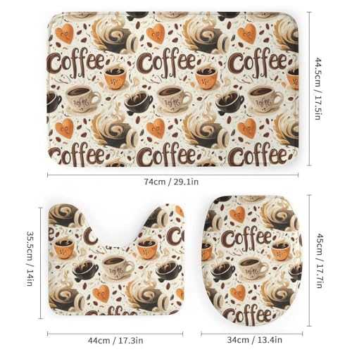 Juego textil de baño para evitar salpicaduras y decorar con cortina café y alfombras 4