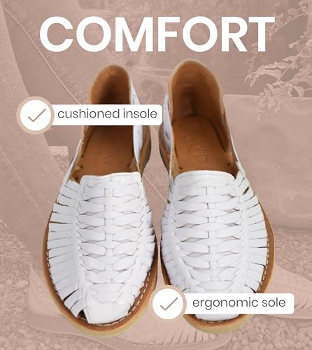 Image of Macarena Collection Womens Shoes Leather Sandal Flat for Women | Huarache Handmade Mexican Sandals | Comfortable & Stylish Womens Sandals 3050