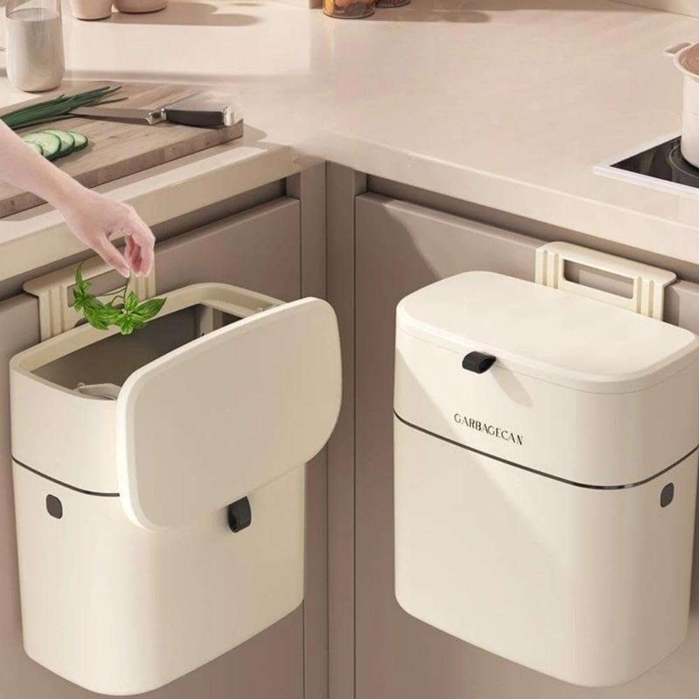 YWHWLX Kitchen Bin Hanging Trash Bin, Hanging Garbage Can, Food Waste Bins Fit Cabinet Door