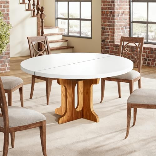 TWSOUL Mesa de comedor extensible, mesa de cocina extensible de 3 niveles, mesa de comedor redonda, para 2 8 personas, para salón, comedor, cocina, 90 120 x 90 x 75 cm