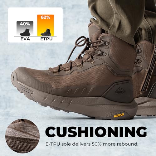 Image of NORTIV 8 Men's Tactical Hiking Lightweight Cushion Sole for Work All Day Side Zipper Motorcycle Combat Military Boot Arch Support 8 Inches Terrascope