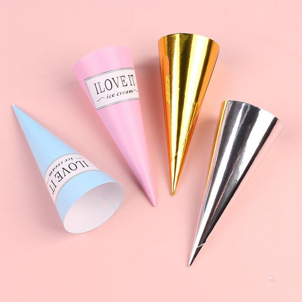 Lot de 100 cônes de neige jetables en papier pour desserts glacés, parfaits pour les glaçons, la neige fondue et les sorbets