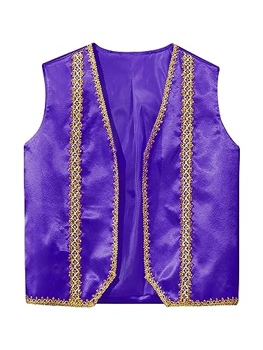 YiZYiF Boys Satin Golden Trim Arabian Prince Outfits Vest Waistcoat Medieval Steampunk Halloween Cosplay Jacket Coat3
