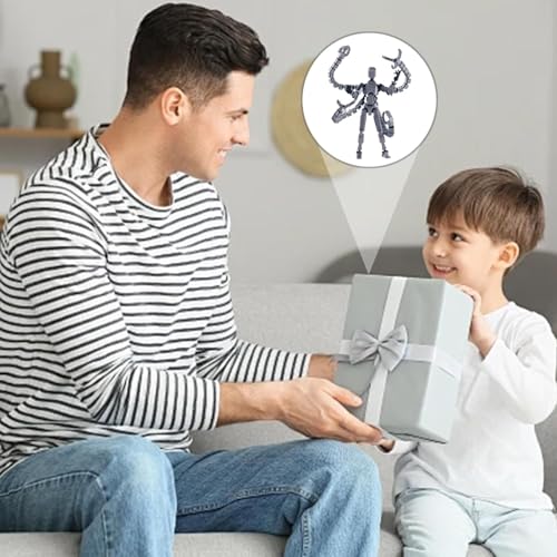 Image of ONNGEO Action Figures Titan 13 Octopus Shaped Dummy 13 Action Figure, 3D Printed Multi-Joint Movable Robot, T13 Lucky Action Figure, Dummy Robot Action 13, Desk Deco Robots Mechanical Doll Grey