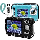 YEEIN 4K Underwater Camera 48MP Autofocus Selfie Dual Screen Waterproof Camera with Floating Strap and 32GB Card, 17FT Compact Waterproof Digital Camera, Underwater Camera for Snorkeling