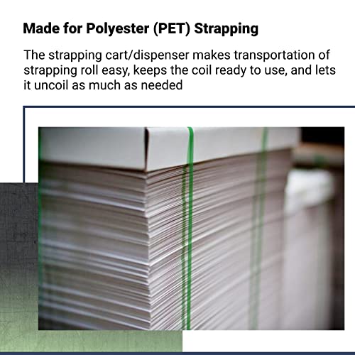 Idl Packaging Ca-543 Heavy Duty Strapping Cart/Dispenser For Polyester (Pet) Strapping Coils With 16" X 6" Or 16" X 3" Core Size — Improved Brake System — Built-In Tray For Tools And Seals #TOP4