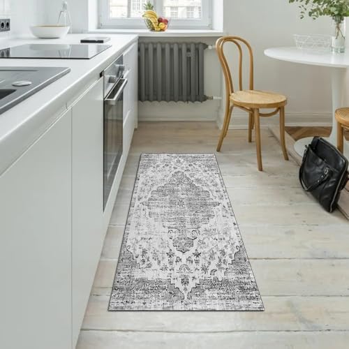 Alfombra de pasillo antideslizante gris que soluciona los resbalones en la cocina lavable 5