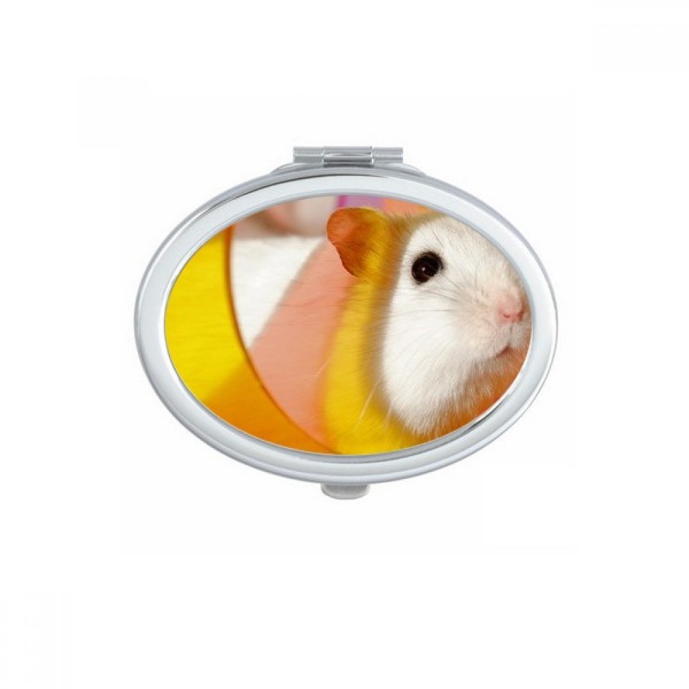 Miroir compact portable rat blanc avec motif animal multicolore pour sac à main
