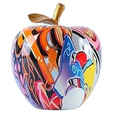 JOOMBE Colorful Fruit Figurines Apple Statue Decorations,Abstract Graffiti Apple Resin Sculpture for Table top Ornament Home Decor Christmas eve Gift(Large)