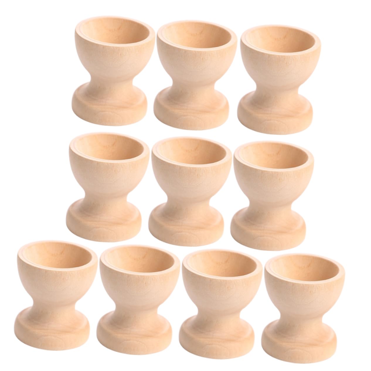 BIUDECO 10pcs Hand Painted Egg Tray Kitchen Egg Stands Toy for Graffiti Egg Holder DIY Supply Blank Egg Cup Breakfast Egg Holder DIY Egg Stands Chicken Egg Cups Mini Toy Wooden