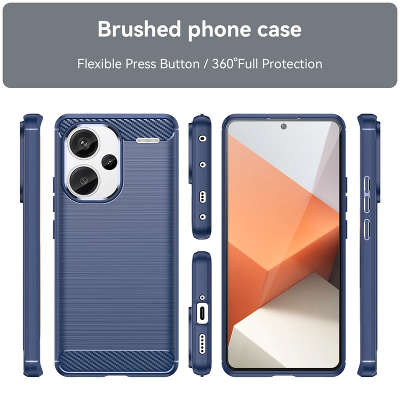 Image of NPRC Hybrid Ultra Slim Protective Case TPU Non-Slip Carbon Fiber Texture Shockproof Case Cover for Redmi Note 13 pro Plus - Blue
