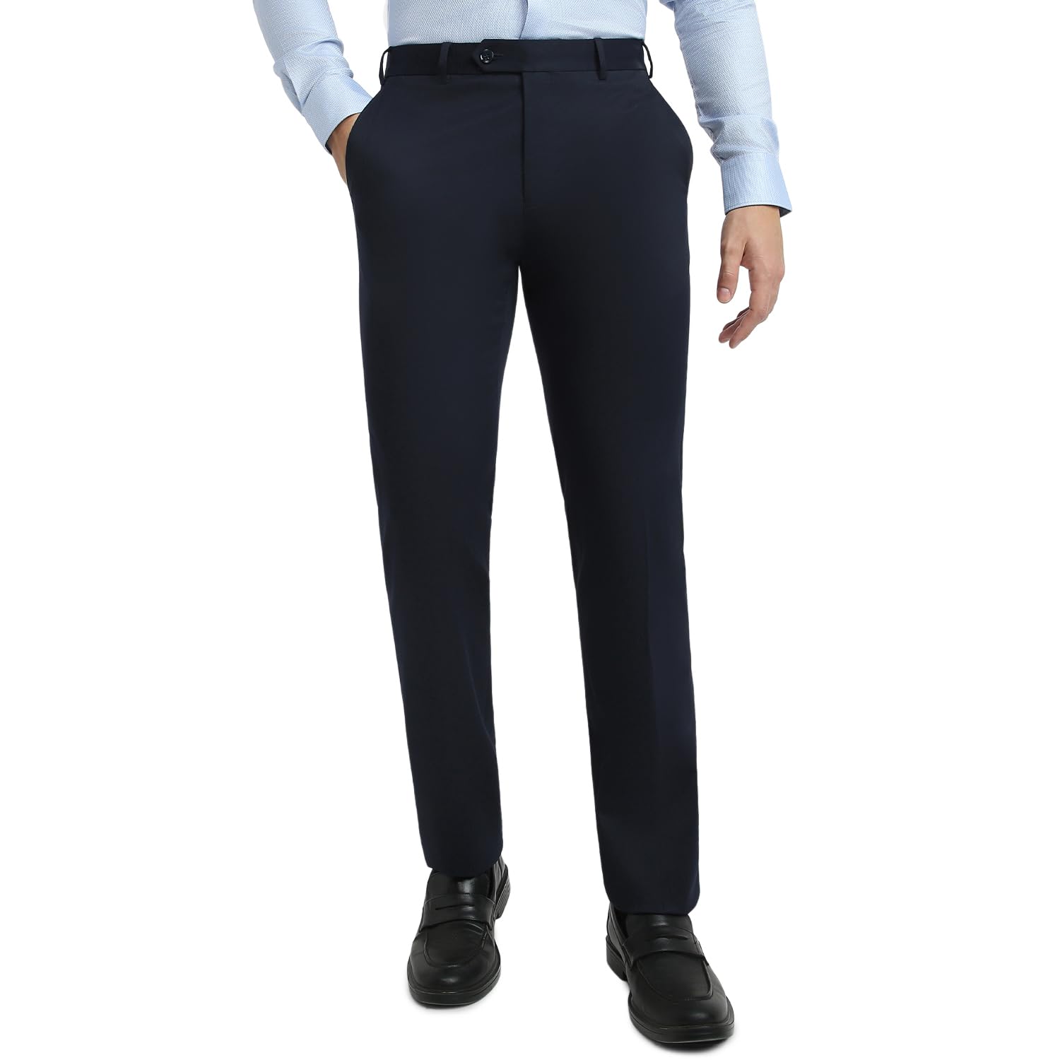 raymond Men Contemporary Fit Solid Pattern Poly Viscose Blend Flat Front Formal Trouser-picture-27