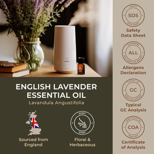Image of 100% Pure English Lavender Essential Oil - 0.34 Fl Oz - English Lavender Oil for Hair, Skin, Diffuser, Aromatherapy & DIY Candle Making Scent