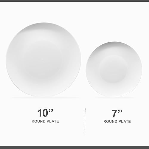 Miniatura 5 de PLASTICPRO Platos de fiesta de plástico blanco con diseño de plástico de alta calidad, platos desechables elegantes (128, blanco orgánico)