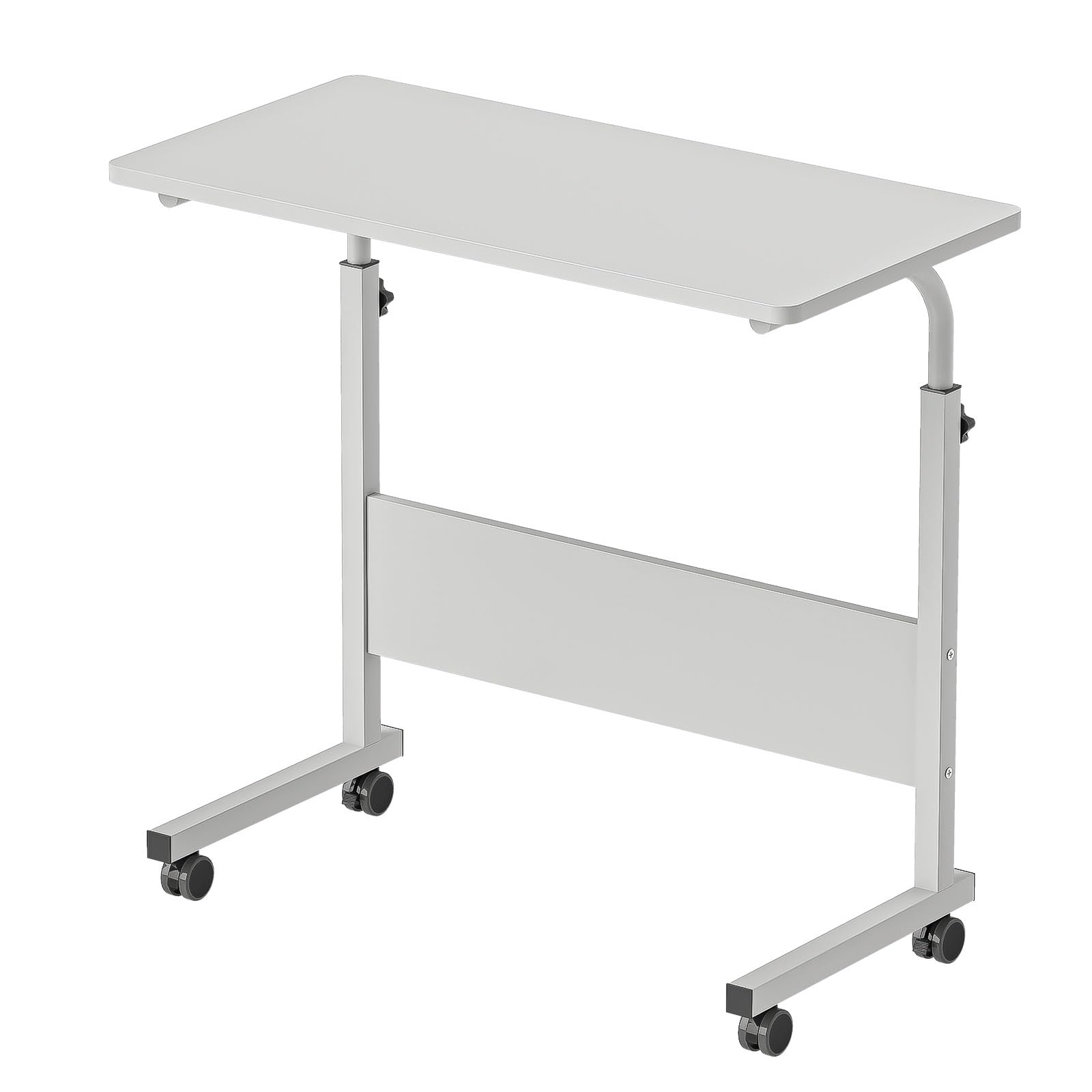 sogesfurniture - Mesa Auxiliar móvil para Cama y sofá (80 x 40 x 71 – 90 cm), Color Blanco