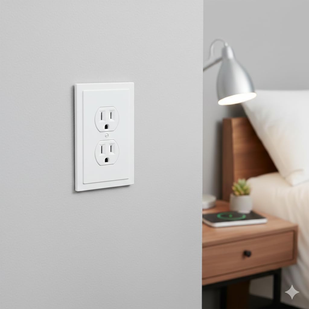 Bates- Modern Edge Duplex Wall Plate Cover, 3.18” x 4.88”, 10 Pack, White, 1-Gang Electrical Outlet Cover Plates