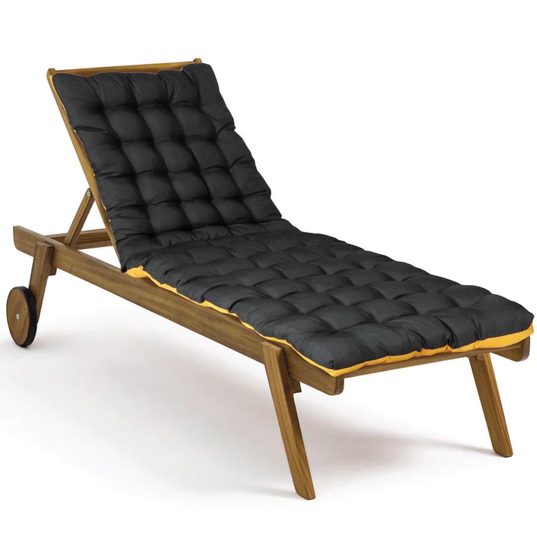 Atout Ciel Lot de 2 Coussins matelassés Bicolores pour Bain de Soleil, transat en Tissu déperlant 190x60cm, Anthracite/Jaune
