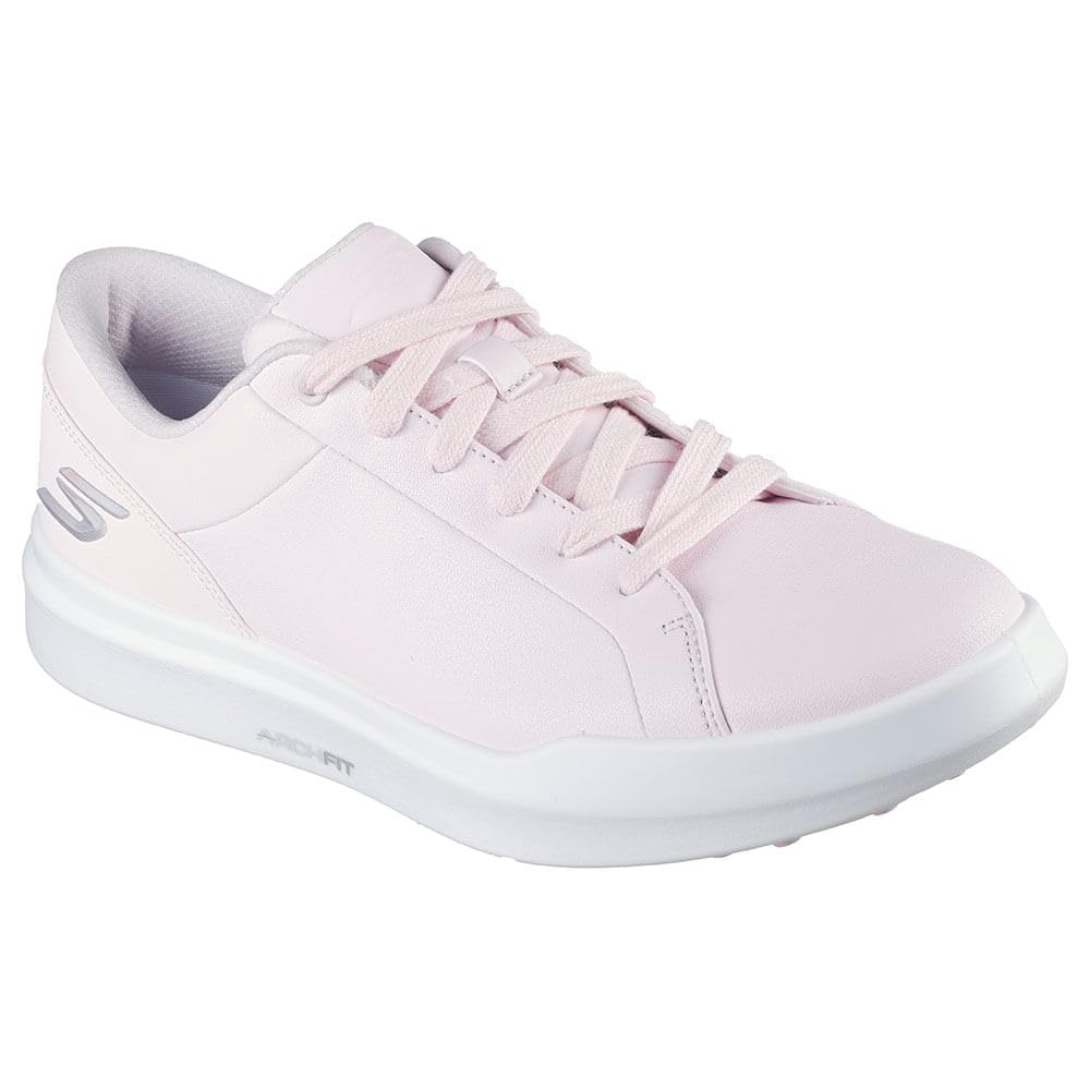 Skechers Golf Women's Drive 6 Arch Leather Relaxed Fit Waterproof Golf Shoe Sneaker, Pink, 9.5