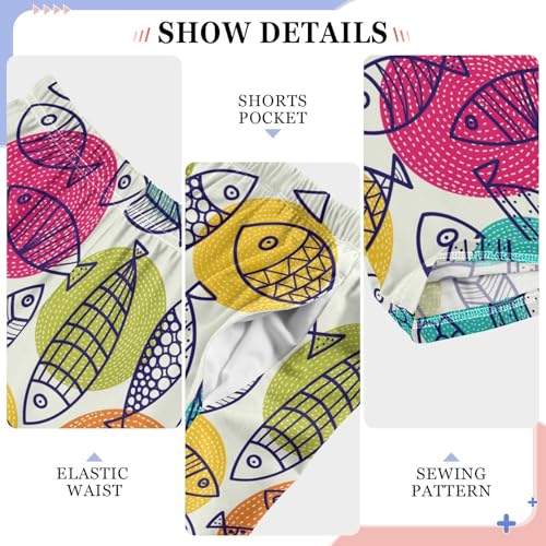 ZZXXB Fish and Polka Dot Boys Long Pants Soft Trousers Elastic Waist Kids Lounge Bottoms with Pockets S-XL4