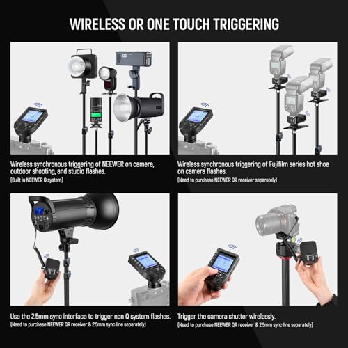 Image of NEEWER Upgraded QPRO-F TTL Wireless Flash Trigger Compatible with Fujifilm 1 /8000s HSS Slanted Large Screen 5 Group 9 Customizable Functions for Q4 Q3 Z2 Z1 Z760 NW760 S101-300W PRO /400W PRO