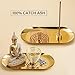 ZenBless 6 in 1 Incense Holder - Palo Santo, Buddha Statue, Sage & Incense Burner Holder for Sticks/Coil/Cones, Gold Oval Ash Catcher