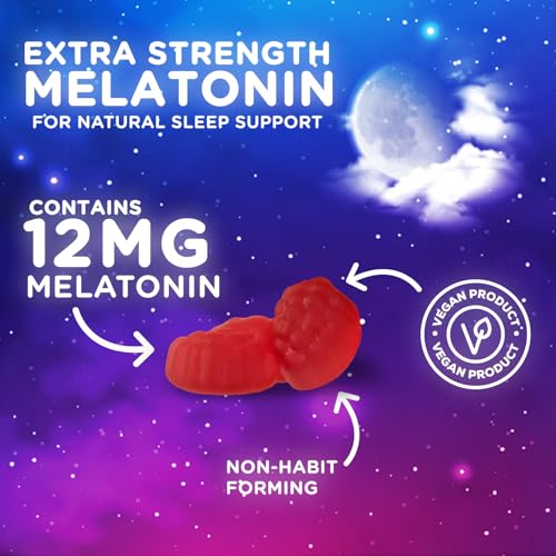 Sleep Gummies for Adults Extra Strength - 12 mg Melatonin Sleep Gummy Supplement, Melatonin Gummy for Occasional Sleep Support Supplement, Vegan, Non-GMO, Gluten Free, Gomitas para Dormir, 120 Gummies - Image 6