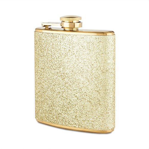 Blush Sparkletini Stainless Steel Glitter Flask, Gifts for Women, 6 oz, Gold