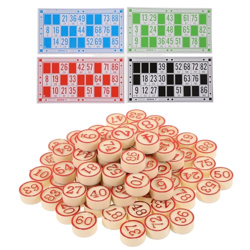 Totority Juego de Figuras de Ajedrez y Cartones de Bingo de Madera para Juegos de Fiesta y Actividades Educativas