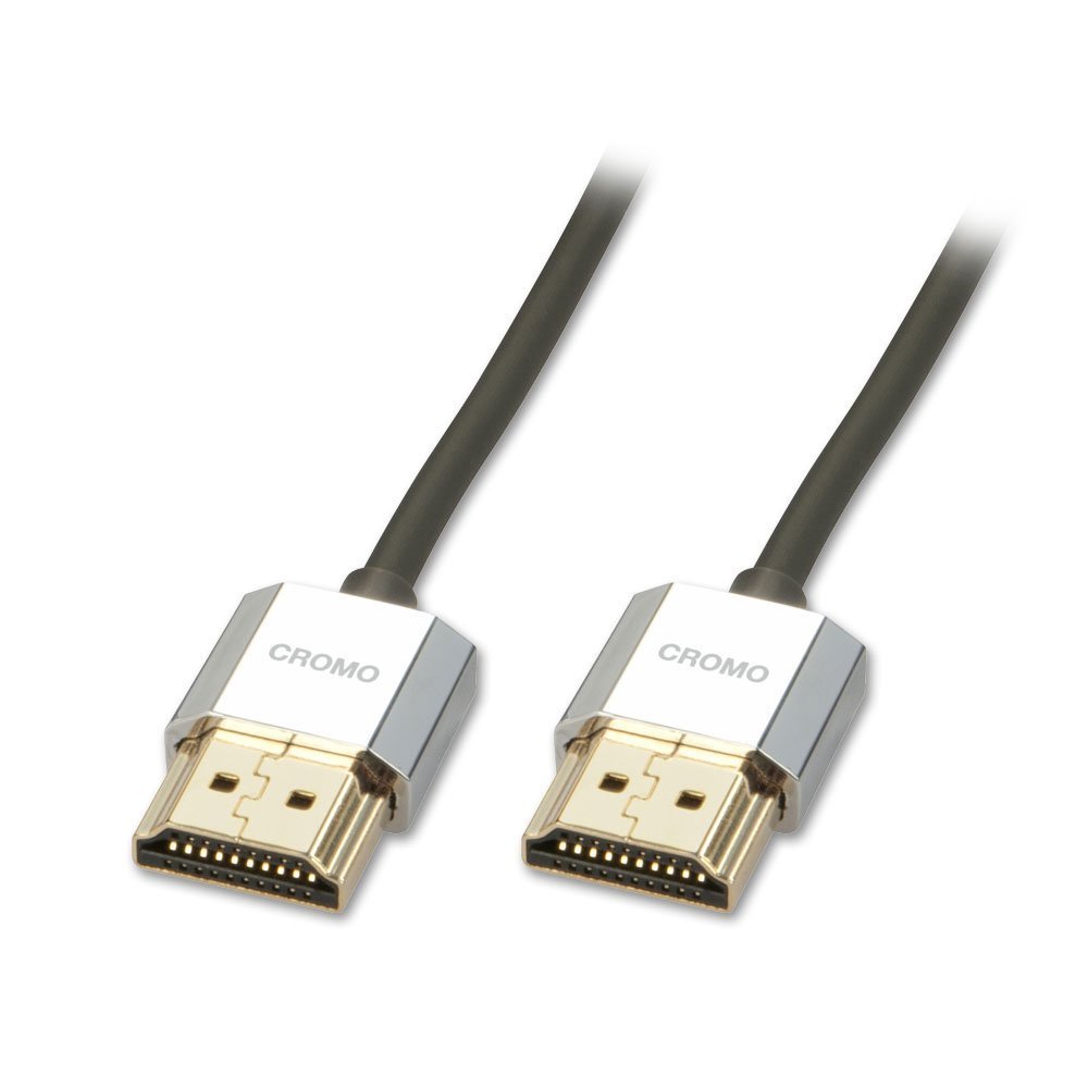 LINDY - Cavo HDMI 2.0 CROMO Slim 4.5 Metri, Cavetto High Speed 4k@60Hz 18G 3D 1080p HDCP 2.2 HDR Certificato ARC, CEC, ATC | Compatibile con TV, Monitor, Xbox, PS4, PS5, Blu-ray, Soundbar con Ethernet