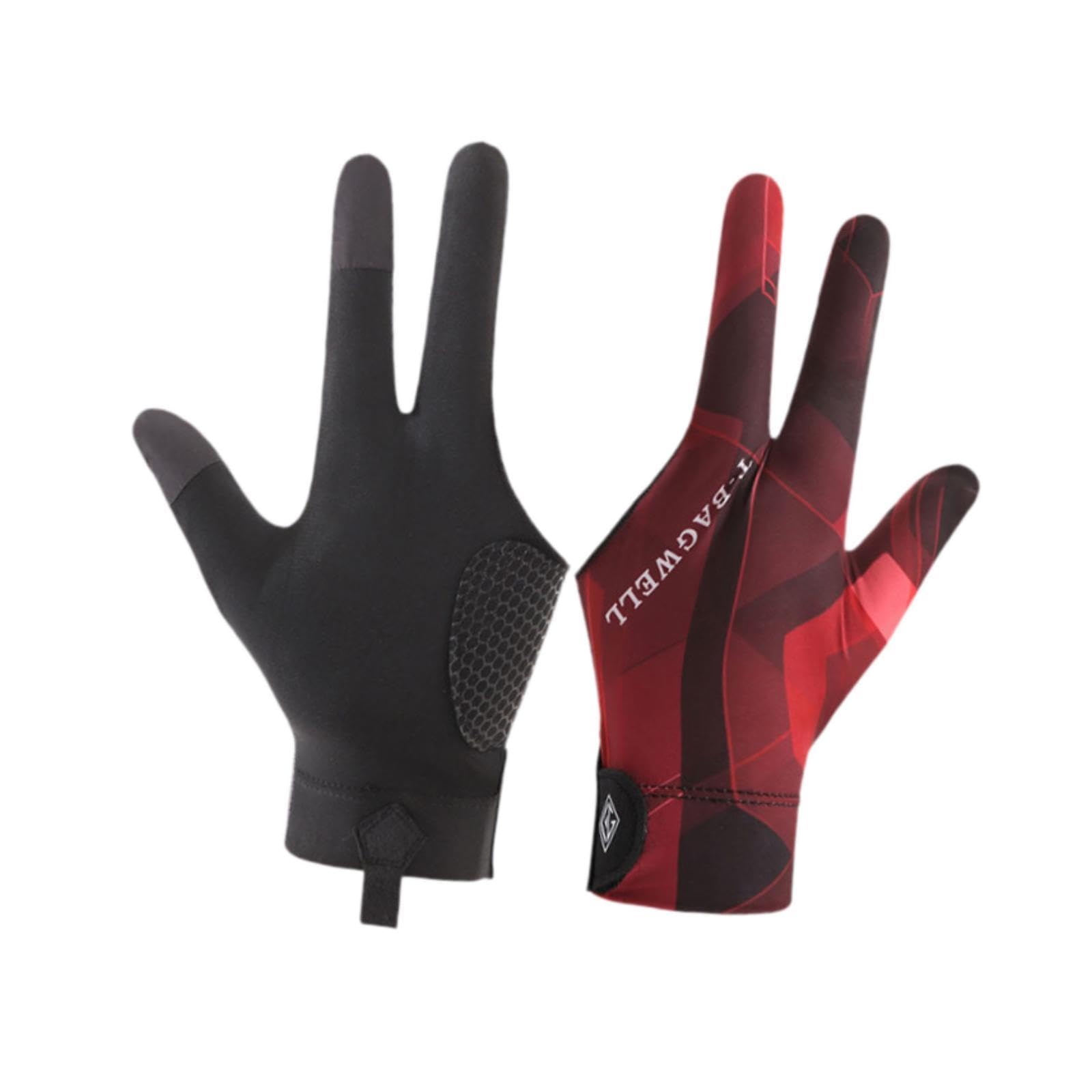 Pool Gloves Supplies Nonslip Breathable Portable Mitts for Men Playing Women Black Red Right Hand | Cue Cases | Billiards | Indoor Games | Sporting Goods-image-3