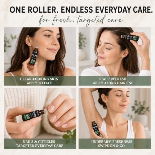 Image of Fiora Naturals Tea Tree Oil Roll On for Skin, Face, Nails, Cuticle & Scalp, Pre-Diluted