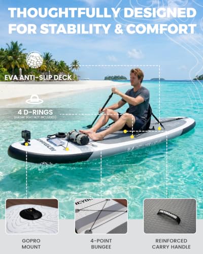 Image of HEYBOARD Inflatable Stand Up Paddle Board 10'6 inchx32 inchx6 inch Standup Paddleboard with Premium SUP Accessories & Backpack, Non-Slip Deck, Waterproof Bag, Leash, Paddle, Hand Pump