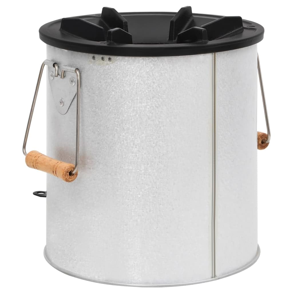 Forno da campeggio argento, 45 x 25 x 26 cm, in acciaio zincato e ghisa, accessorio per riscaldamento esterno, fornello da cucina, braciere, decorazione da giardino, comfort all'aperto