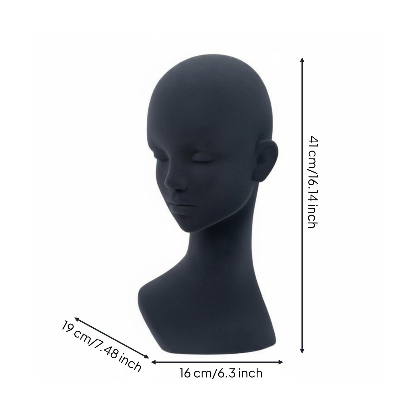 Milageto Testa per Parrucca Manichino Supporto Testa per Parrucche Busto per Cappelli con Superficie Aderente per Styling E Presentazione Pulita Adatta a Saloni Negozi Vetrine Casa , Nero Velluto
