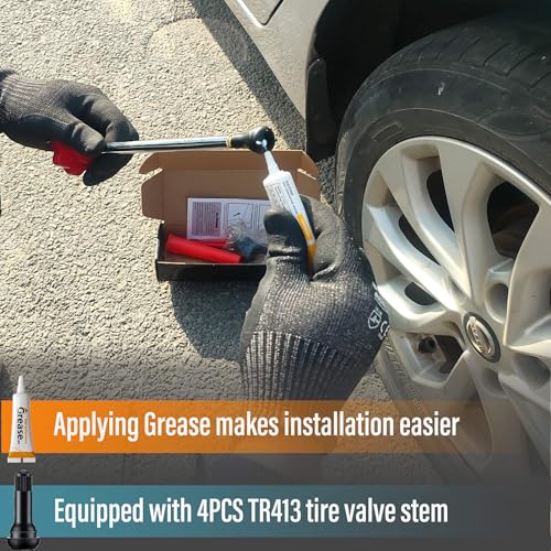 Image of Tire Valve Stem Quick Replacement Tool Kit（51025）, Valve Stem Installation Tool for Cars, Trucks,ATVs,etc. with 4PCS TR413 Valve Stems.