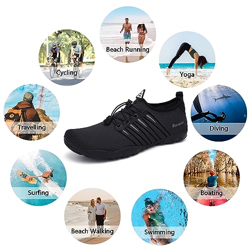 Racqua Pool Shoes Quick Dry Barefoot Water Aqua Sport Beach Swim Surf Diving For Men Women Black 10 Women/9 Men thumb #1