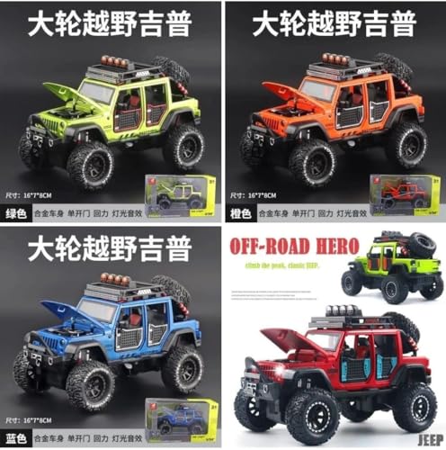 Image of Invite Enterprise Jeep Wrangler Rubicon Alloy Pickup 1:24 Scale Model Car Exclusive Alloy Metal Car Die-cast Car Scale Model Pullback Toy car with Sound & Light Music Kids Colors as Per Stock