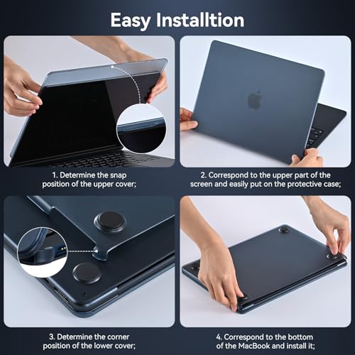 Image of BlueSwan for MacBook Air 13 inch Case, M5-M2 2026-2022 A3240 A3113, 100% Match Official Color, Scratch Resistant, Easy to Snap on, Hard Shell Protective Laptop Cover- Midnight