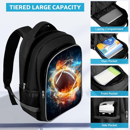 TILYTADLY School Backpack for Boys - American Football Boys Backpack for Kids Children Teens Elementary Middle School - Students Bag for Ages 6-18,17″Bookbag Multifunctional Large Capacity by TILYTADLY - Used condition - Image 2