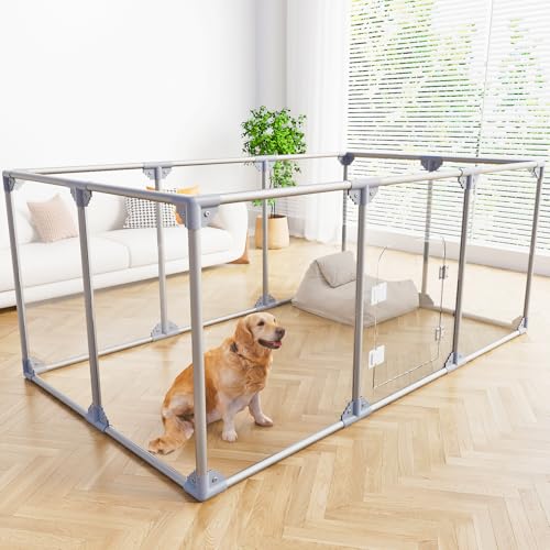 Swifthorse Acrylic Dog Playpen Indoor Puppy Pen 10 Panels for Puppies Dog Play Pens for Dogs Indoor