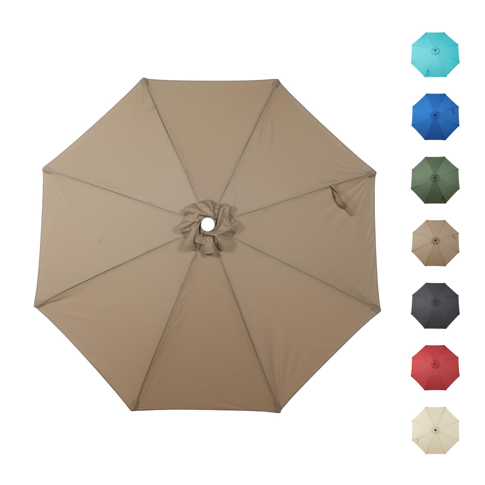 COWVIE 3m Market Umbrella Canopy Replacement for 8 Ribs Patio Umbrella, Outdoor Table Parasol Replacement for Yard, Canopy Only