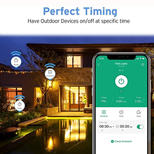 Smart Plug, Smart Home Outdoor Etekcity Wifi Outlet With 2 Sockets, Works With Alexa & Google Home, Wireless Remote Control, Energy Monitoring & Timer Function, Ipx4 Waterproof, Fcc And Etl Listed #TOP3