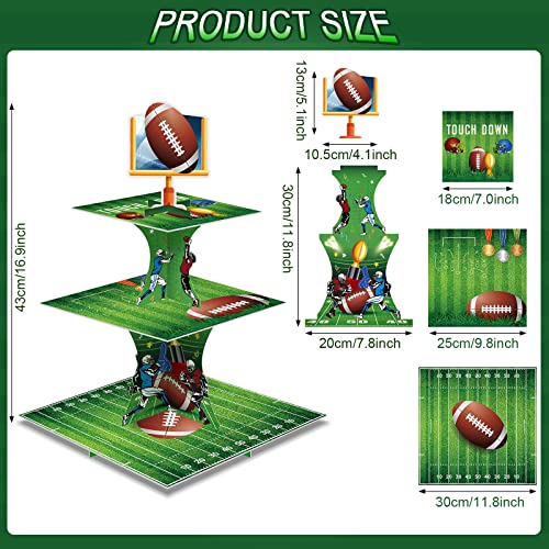 Tiamon Football Bowl Party Decoration Football Cupcake Stand 3 Tier Dessert Tower Soccer Bowl Sports Stadium Decor Mini Cake Stand for Kids Boys Teenagers Sport Party Supplies - Image 4
