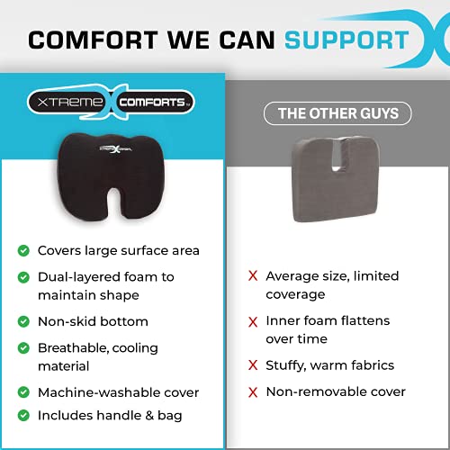 Xtreme Comforts Seat Cushion, Office Chair Cushions - Pack Of 1 Padded Foam Cushion W/Handle For Desk, Wheelchair & Car Use - Back Support Pillow For Chair #TOP4