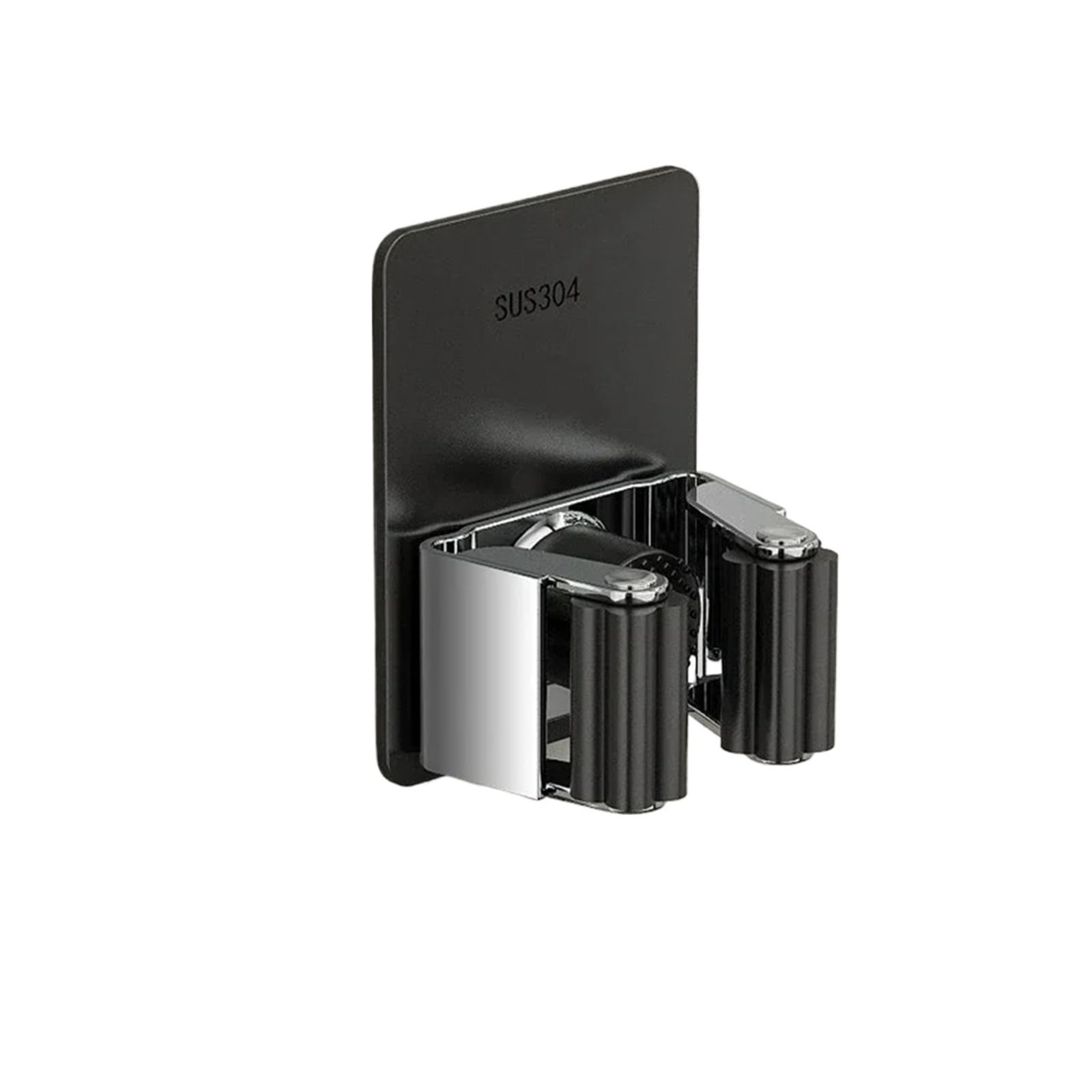HRXEXSBAM Wall-Mounted Mop Storage Clip Bathroom Mop and Broom Hanging Rack Hook 304 Stainless Steel Mop Clip(Black no Hook)