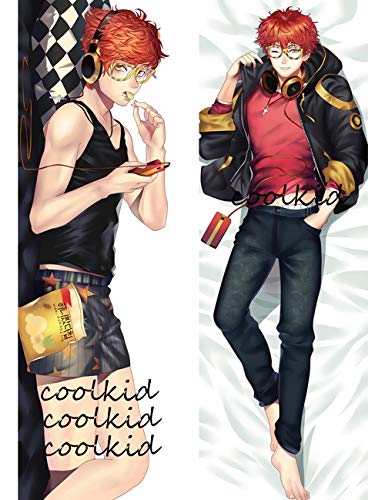 RichyRichy Anime Mystic Messenger 707 Peach Skin and Two-Way Tricot Hugs Pillow Case Hug Pillow Cover Manga Cosplay Long Hugging Body Peach Skin Pillowcase (1, Peach Skin)