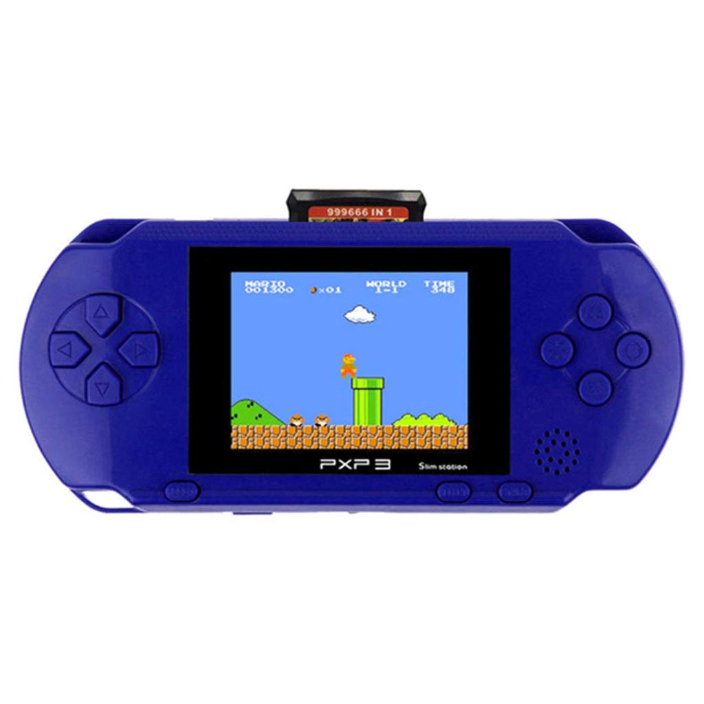 Momola Console de Jeu Portable PXP3 Console de Jeu Classique Portable 16 Bits LCD Game Player pour Enfant Cadeau Anniversaire (Bleu)