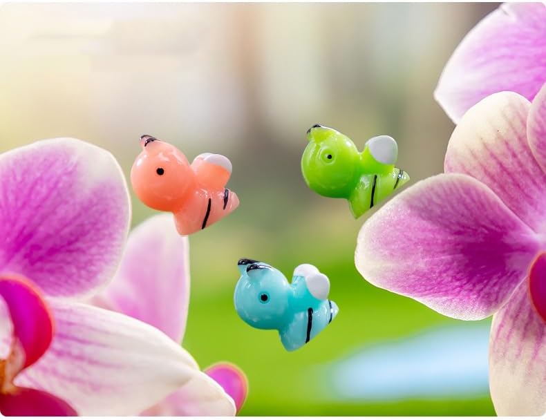 100 Pcs Colorful Mini Bee Figurines Cake Toppers Tiny Resin Bee Mini Resin Animals for DIY Fairy Garden Miniature Moss Landscape - Image 8