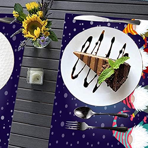 Miniatura 3 de Manteles individuales de gnomos de dibujos animados, tarjeta de Navidad con gnomos, diseño plano escandinavo, manteles individuales de Navidad,